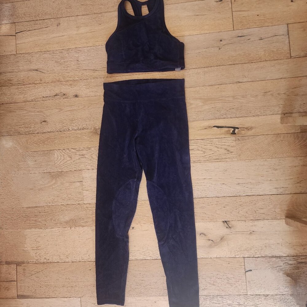 Aerie Chill Play Move Ribbed Leggings Matching Sports Bra Coordinated Set - Picture 2 of 7